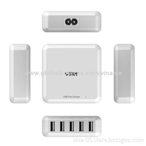 USB 5-port AC Wall Chargers for iPhone/Cellphones/Cameras/MP3/4 Players, OEM Orders Welcomed